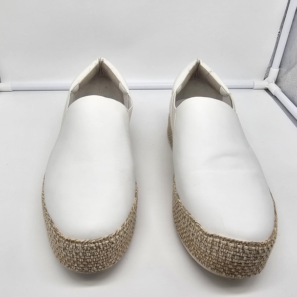 VINCE Wilden White Leather Espadrille Slip-On Flatform Loafers Sneakers sz 40 - Picture 7 of 13